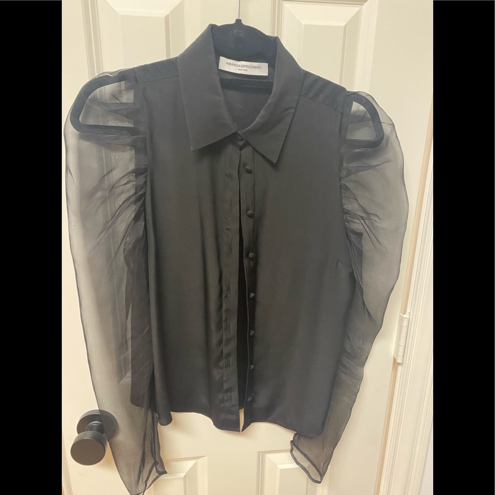 Amanda Uprichard button down top with sheer sleeves, size small. Worn one time.
